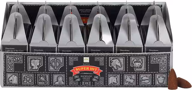 Satya Superhit Backflow Dhoop Cones, Black, 6 Packets, 0.68kg