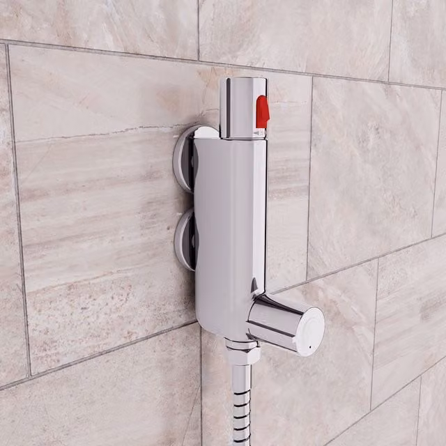 Nes Home Mini Vertical Thermostatic Shower Mixer Valve in Metallic Silver