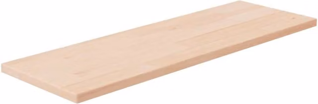 Berkfield Home Untreated Solid Oak Shelf Board in Brown and Beige, W/D/H: 60 x 20 x 1.5 cm