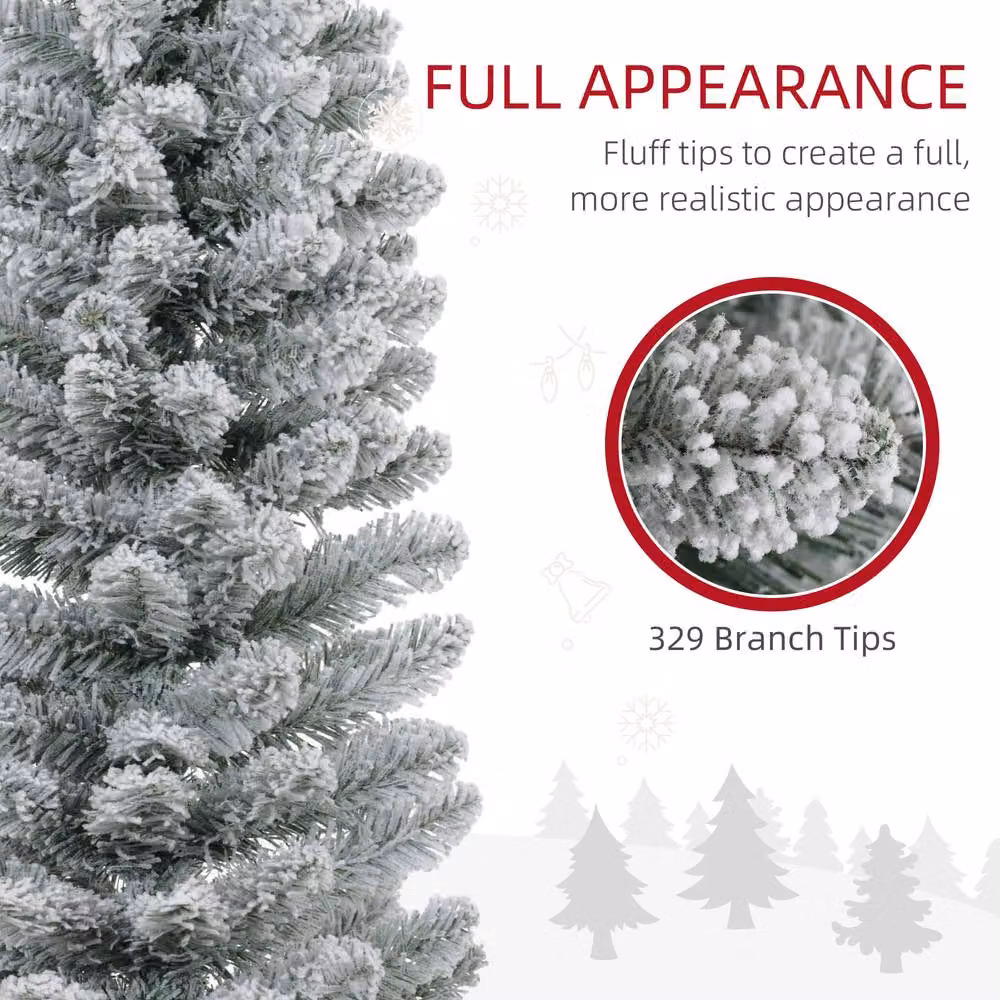 STILVORA 6ft Slim Christmas Tree with Snowy Branches in Green and White, Height: 182.88 cm – 4