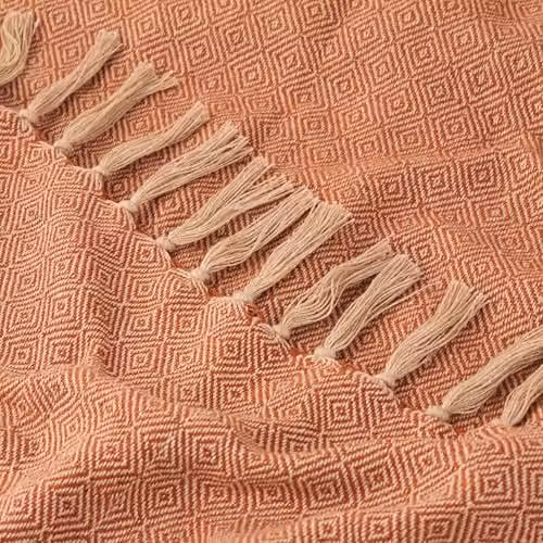 Riva Home Dessa Woven Geometric Fringed Throw Blanket in Terracotta, W/D/H: 130 x 180 cm – 2