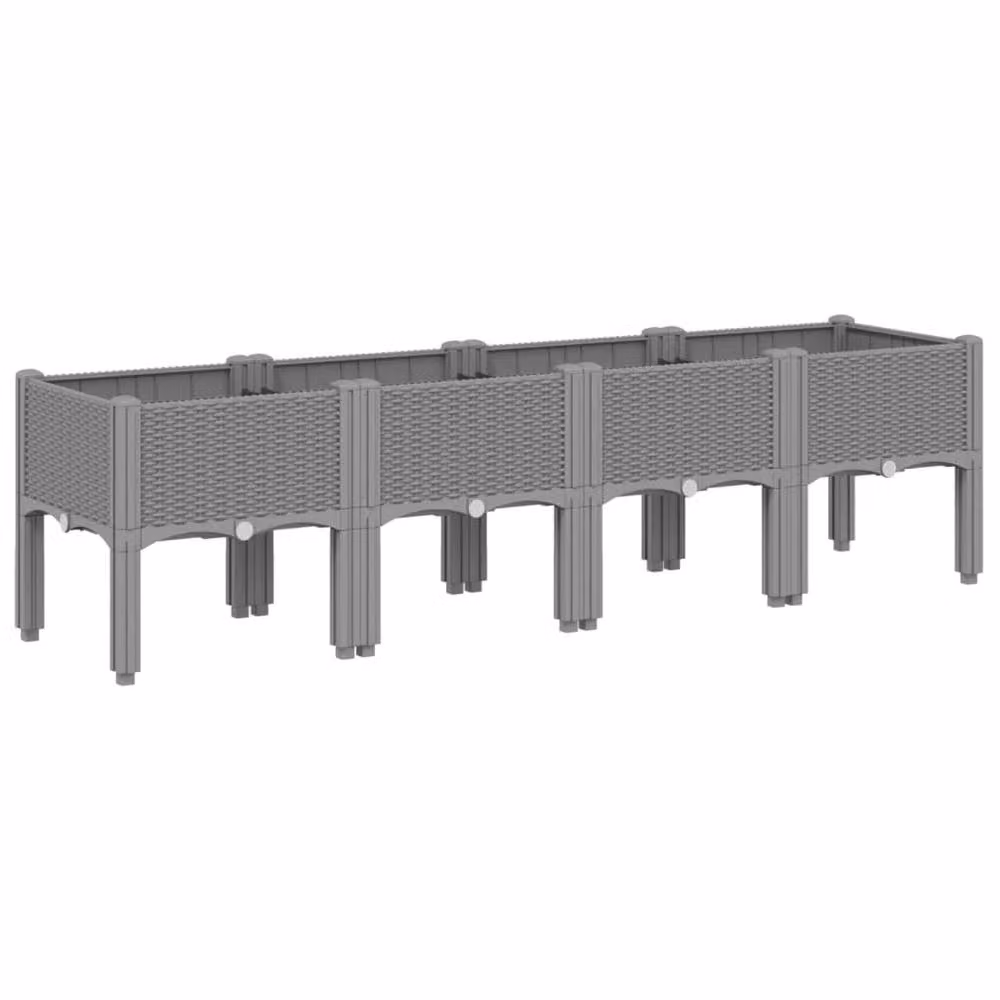 Berkfield Home Garden Planter with Legs in Light Grey, W/D/H: 160 x 40 x 42 cm – 2