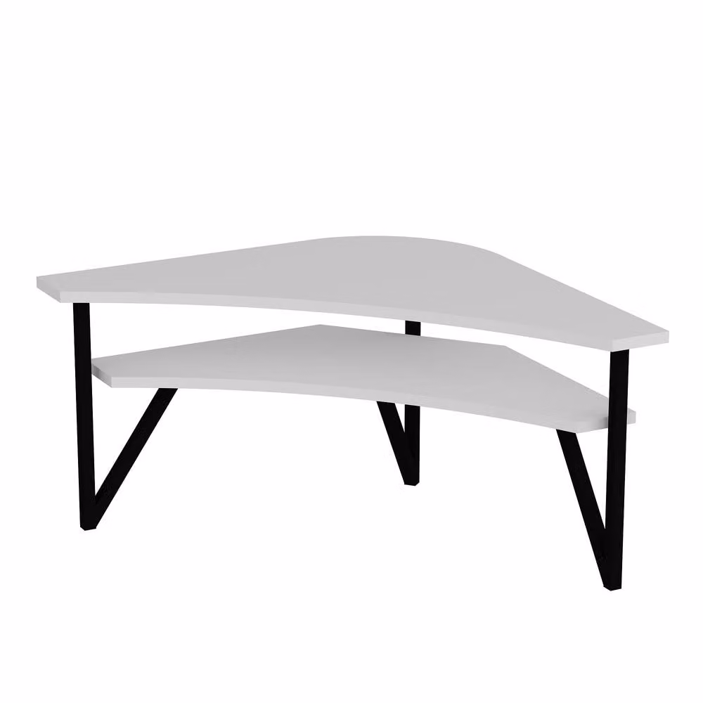 Destina Home Kiberya Corner TV Stand with Open Storage in White – 2