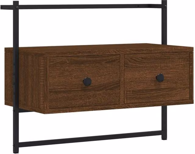 Berkfield Home Wall-mounted TV Cabinet in Brown Oak, W: 60.5 cm, D: 30 cm, H: 51 cm