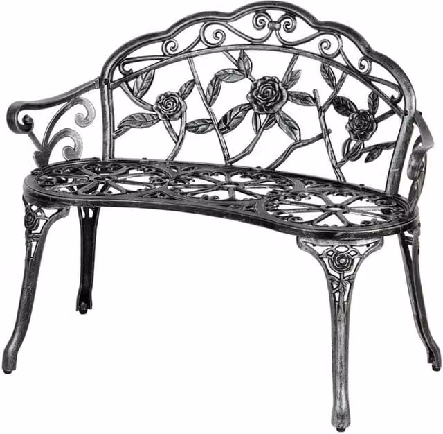Nordara 2 Seater Cast Aluminium Garden Bench in Grey Matt Metal – 1