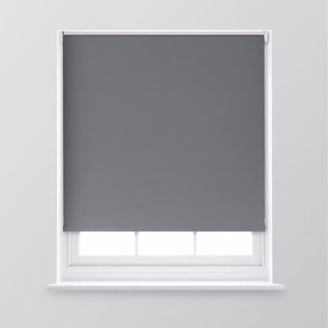 A.Unique Home Premium Trimmable Thermal Blackout Roller Window Blind in Charcoal, W: 120 cm, H: 170 cm