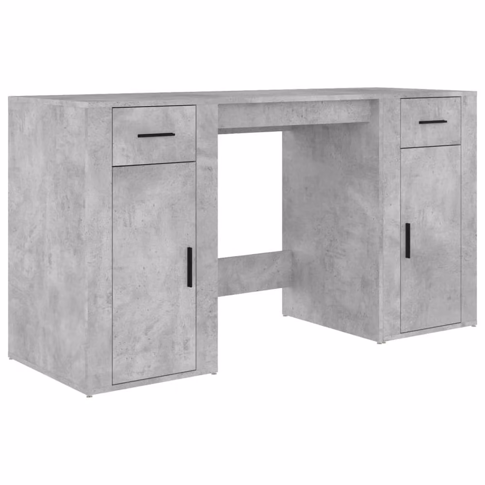 Berkfield Home Elegant Modern Desk with Office Cabinet in Concrete Grey Matt MDF – 2