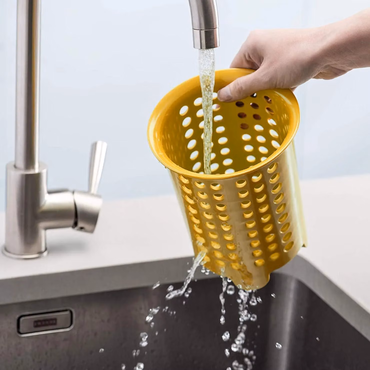 Zeal Melamine Cutlery Drainer and Utensil Pot in Yellow – 3