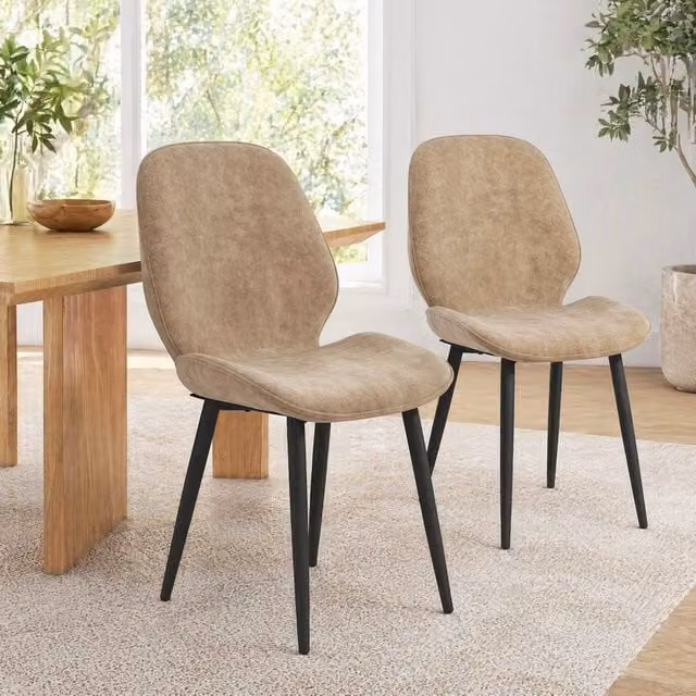 STILVORA Set of 2 Modern Brown Velvet Dining Chairs with Metal Legs – 1