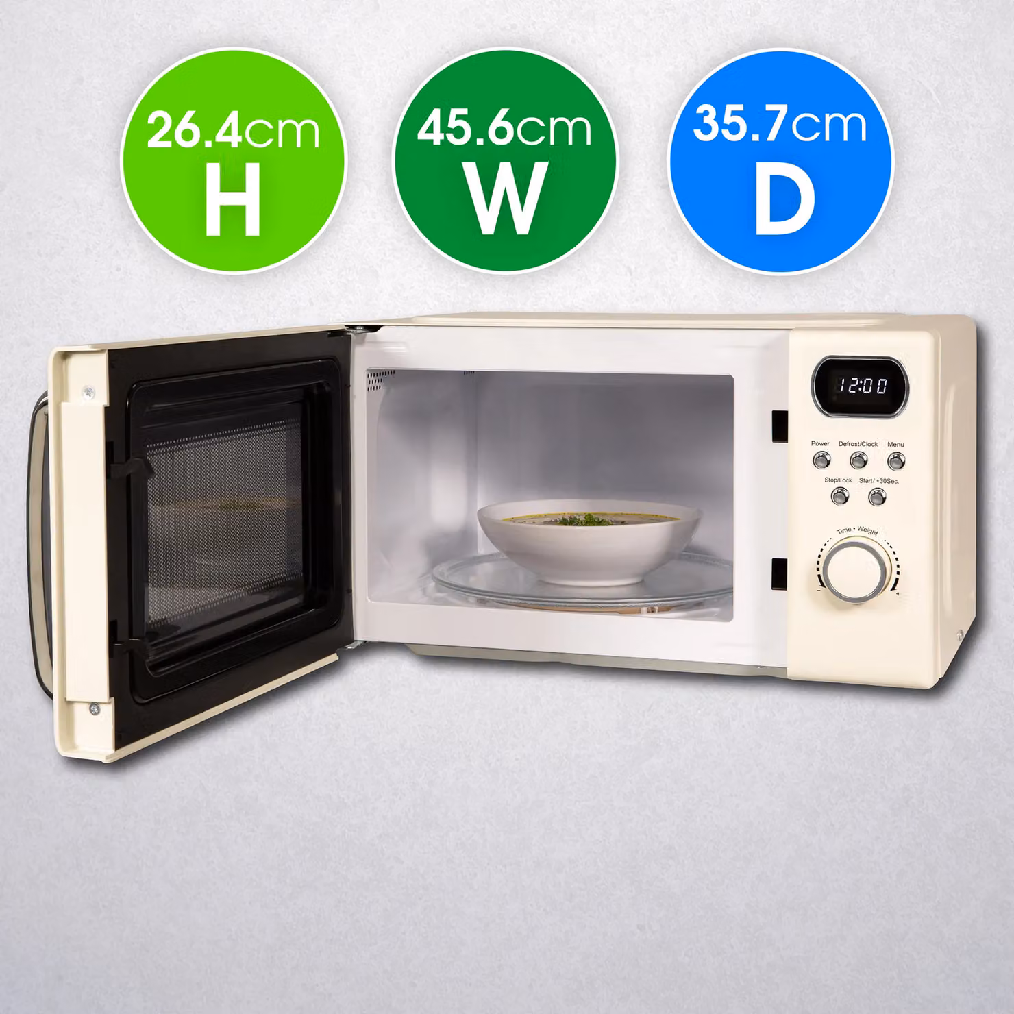 Abode AMD2004 Retro Digital Solo Microwave, 20 Litres, 800W, Beige – 2