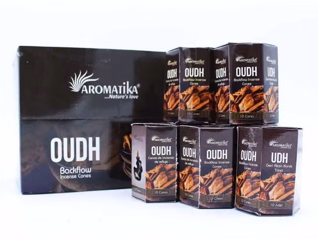 Aromatika Pack of 10 Black Masala Oudh Backflow Incense Cones