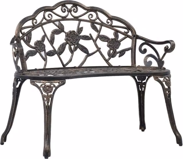 Berkfield Home Bistro Bench in Bronze Cast Aluminium, Brown, Width: 100 cm