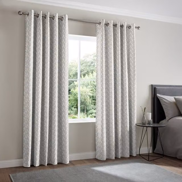 Simply Collection Nico Made to Measure Blackout Eyelet Fabric Panel in Pewter Grey