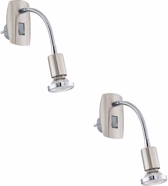 Loops 2 Pack Modern LED Wall Light in Chrome and Silver with Warm White Bulb Included – 1