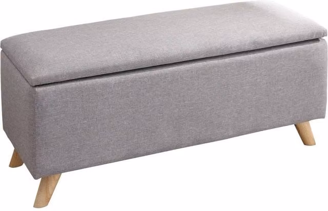 FORGEVIO Fabric Ottoman Storage Window Seat Bench in Light Grey – 1