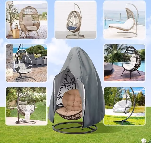 EONLION Waterproof Grey Hanging Swing Egg Chair Cover for Outdoor Armchairs, Diameter: 100 cm – 1
