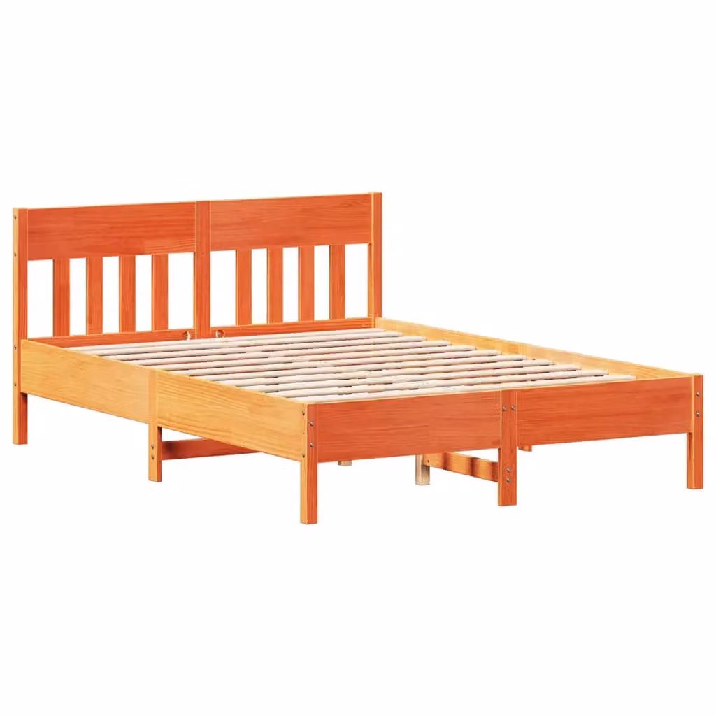 Berkfield Home King Size Solid Wood Pine Bed Frame in Wax Brown, W: 150 cm, L: 200 cm – 2