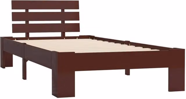 Berkfield Home Solid Pine Wood Bed Frame, Dark Brown, W: 90 cm, D: 200 cm