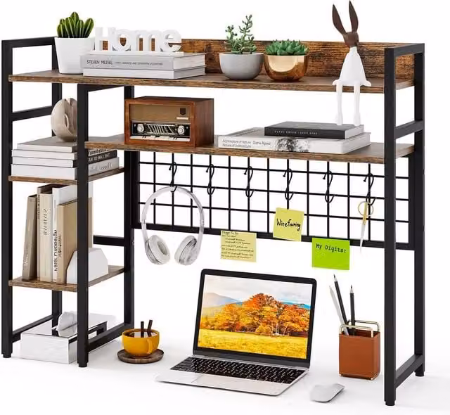 Kelvenix 4-Tier Brown Vintage Desk Shelf Desktop Display Rack – 1