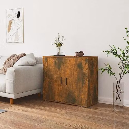 vidaXL Modern Sideboard in Brown Engineered Wood, W/D/H: 80 x 33 x 70 cm – 2