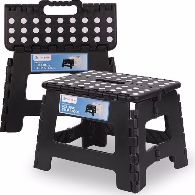 Neel Blue Collapsible Step Folding Stool in Black