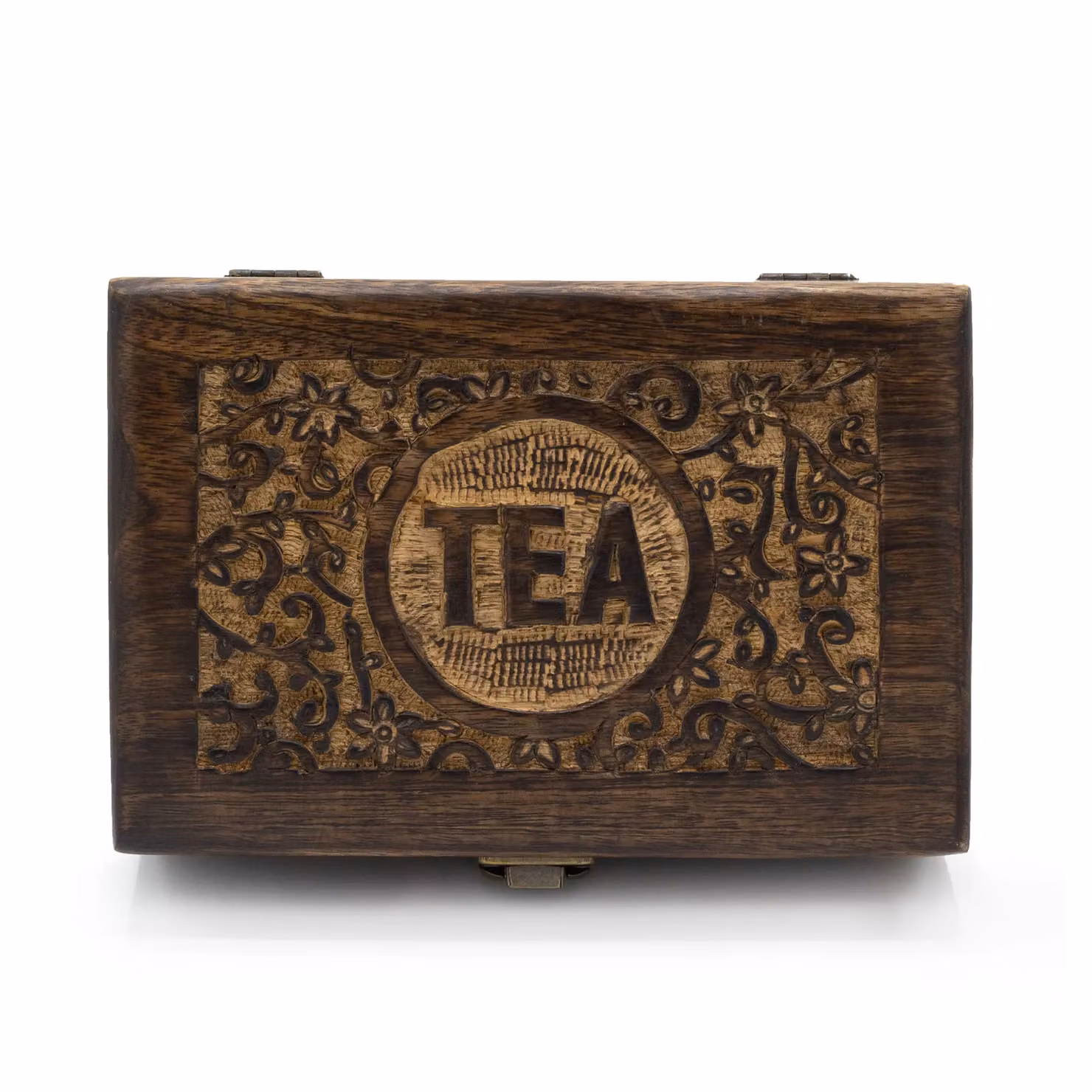 KDMD Brown Mango Wood Carved Tea Box with 6 Compartments – 3