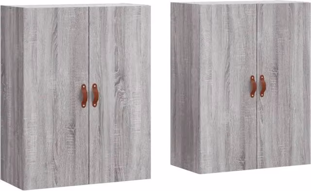 Berkfield Home Wall Mounted Cabinets, 2 Piece Set in Grey, W/D/H: 69.5 x 34 x 90 cm