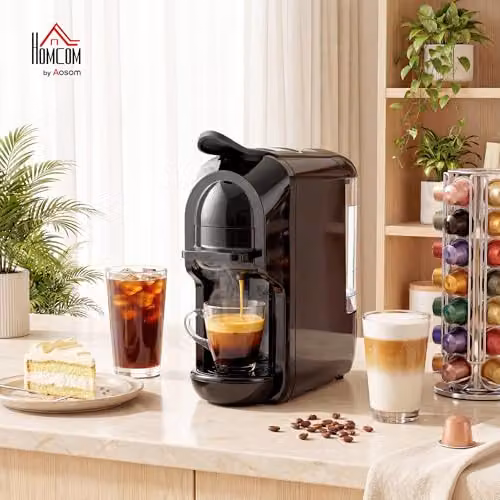 HOMCOM Pod Coffee Machine for Nespresso and Dolce Gusto Capsules, Black – 2