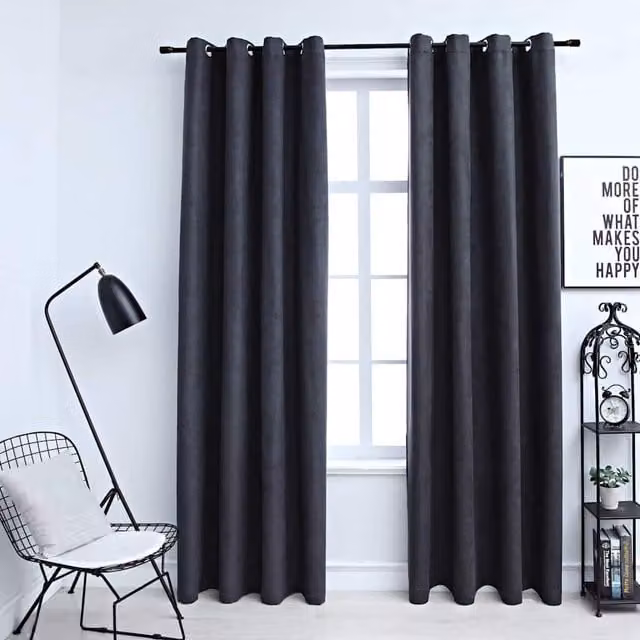 Berkfield Home Blackout Curtains with Eyelets, 2 Pack, Anthracite, W: 140 cm, H: 225 cm