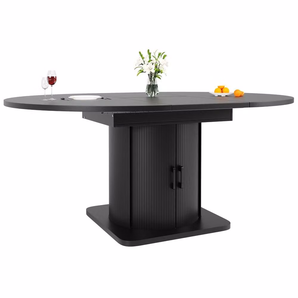ModernLuxe Extendable Dining Table in Black, W: 118 cm to 158 cm, H: 75 cm, D: 76 cm – 3