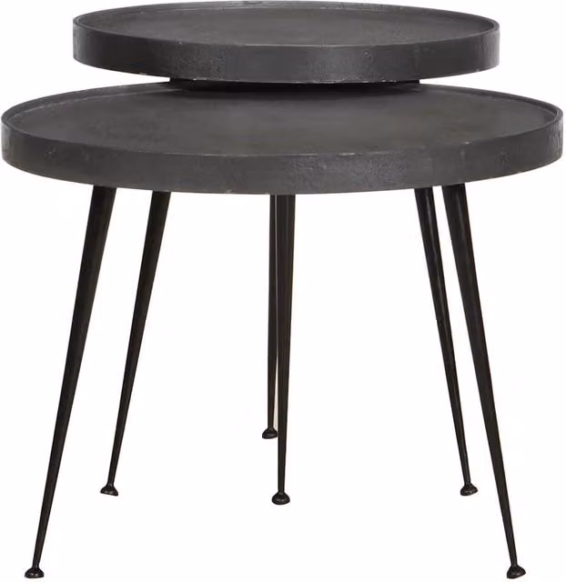 Berkfield Home Set of 2 Black Round Nested Coffee Tables in Matt Engineered Wood – 1