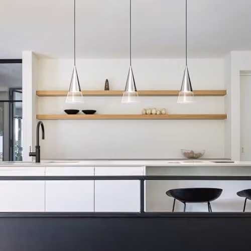 Ideal Lux Cono Dome Suspended Pendant Ceiling Light in Chrome with Transparent Glass – 2