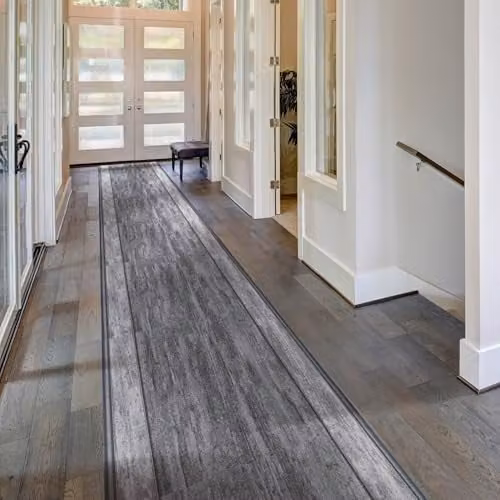 runrug Machine Woven Hallway Runner Rug in Blue and Grey, Hardwearing and Stain Resistant, W/D: 80 x 330 cm