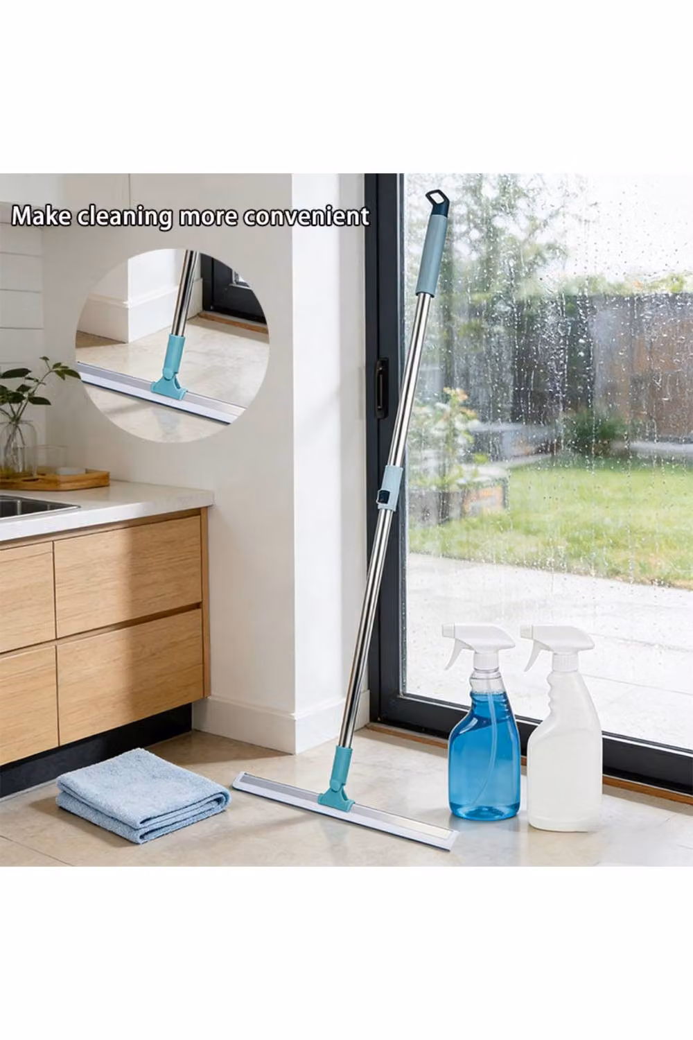 KDMD 39 Inch Extendable Swivel Window Squeegee Wiper with Foam Handle and Scraper in Blue – 2