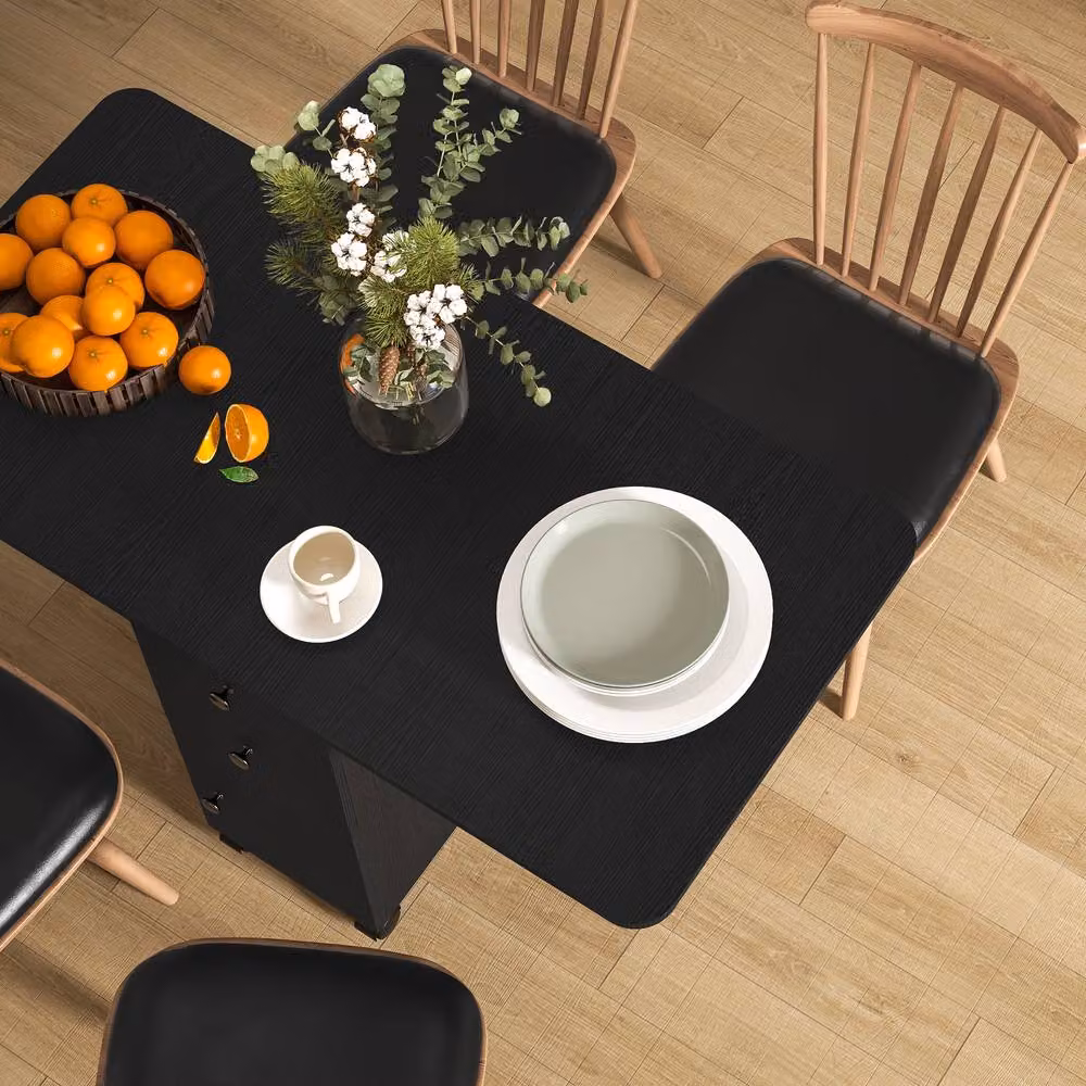 STILVORA Modern Black Dining Table with Wood and MDF Structure – 7