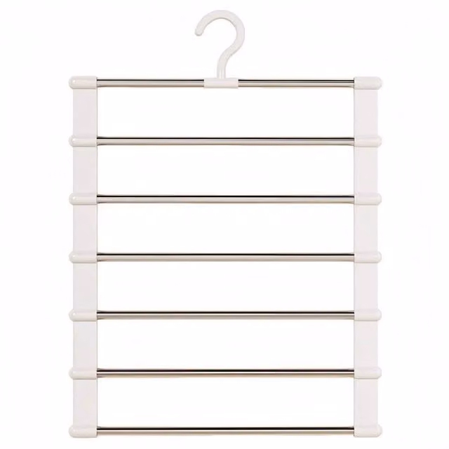 SPETLEK Non-slip Telescopic Pants Storage in White and Silver, Large