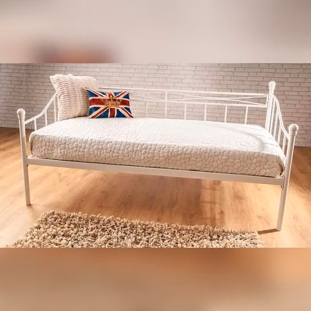 Comfy Living Ltd Metal Daybed in White, W/D/H: 90 x 200 cm – 1