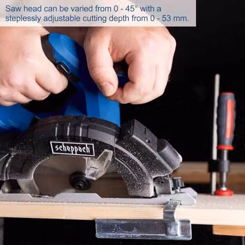 Scheppach C-HCS165-X Cordless Circular Saw 20V Blue with 165mm Blade and 53mm Cut Depth – 2