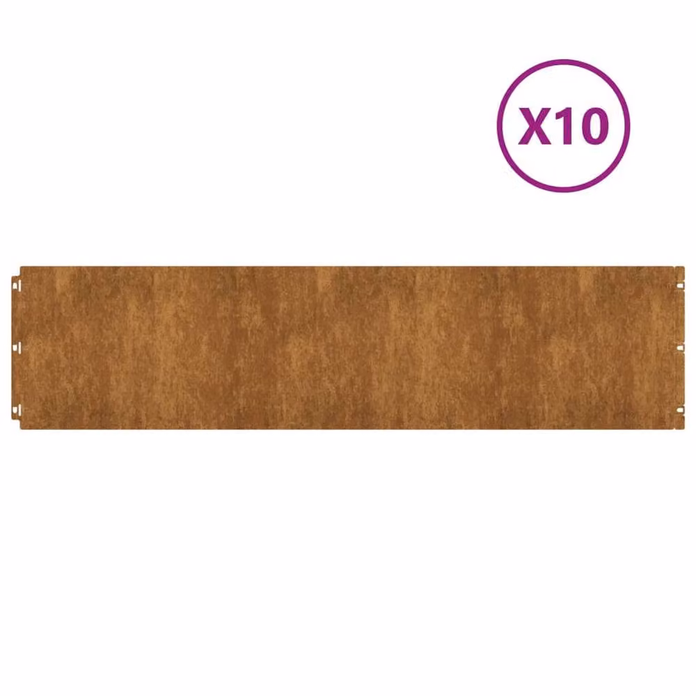 Berkfield Home Flexible Corten Steel Lawn Edgings, Brown, 10 Pieces, H x W: 103 x 25 cm – 2