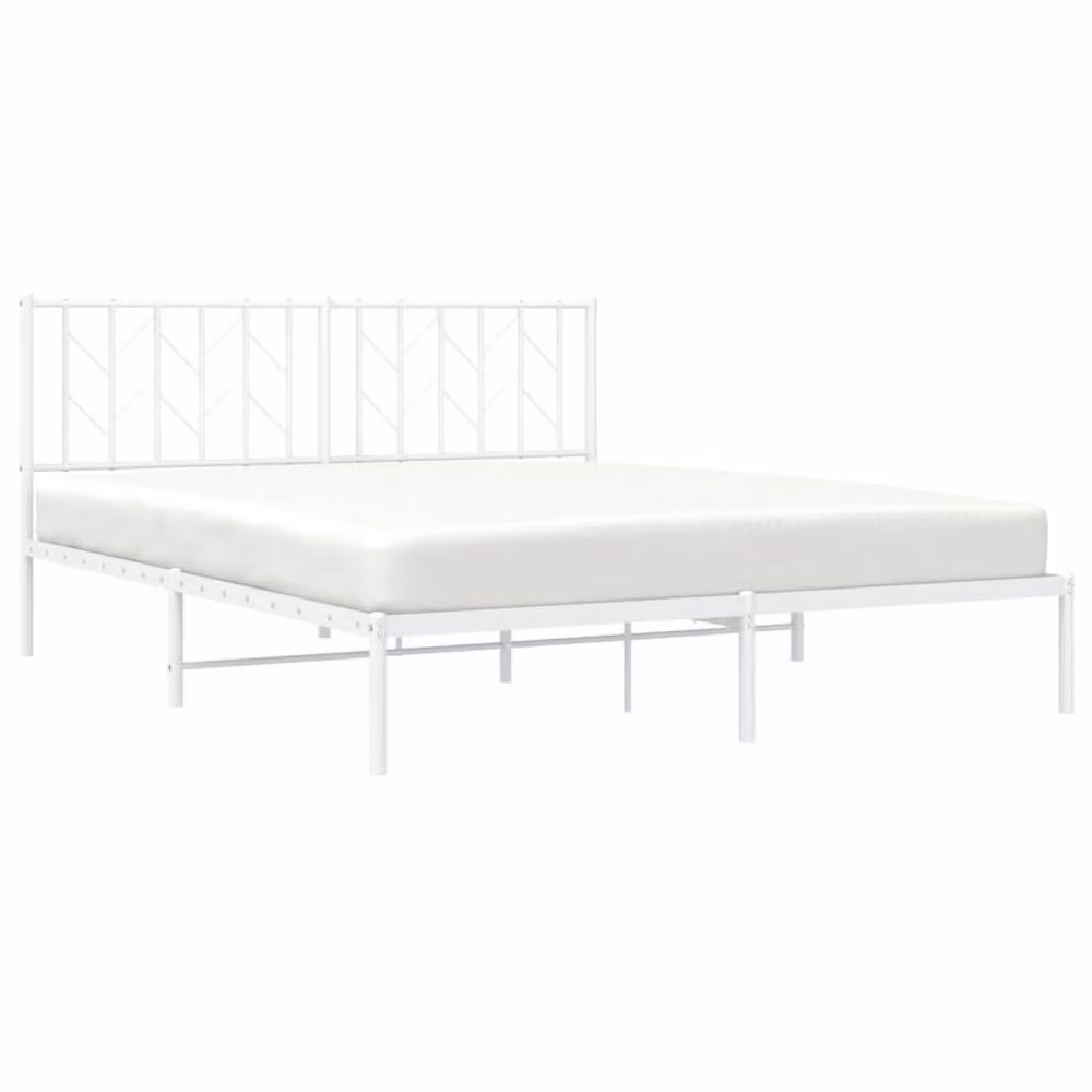Berkfield Home Metal Bed Frame with Headboard, White, W/D/H: 160 x 200 cm – 3