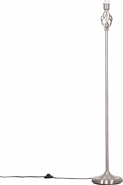 ValueLights Traditional Style Barley Twist Floor Lamp Base in Satin Nickel Silver Metal