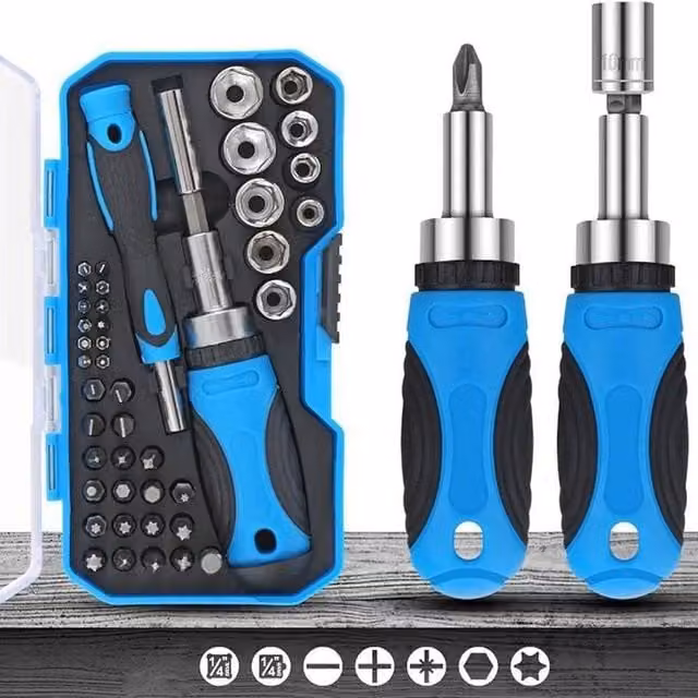 NESTLUNE 44-in-1 Magnetic Ratchet Screwdriver Socket Bit Set, Blue – 1