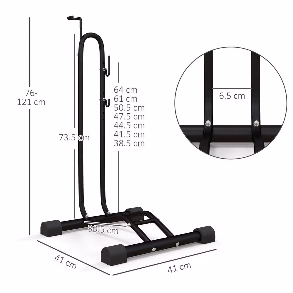 STILVORA Bike Stand with Adjustable Hooks, Black, W/D/H: 118.0 x 45.0 x 44.0 cm – 4