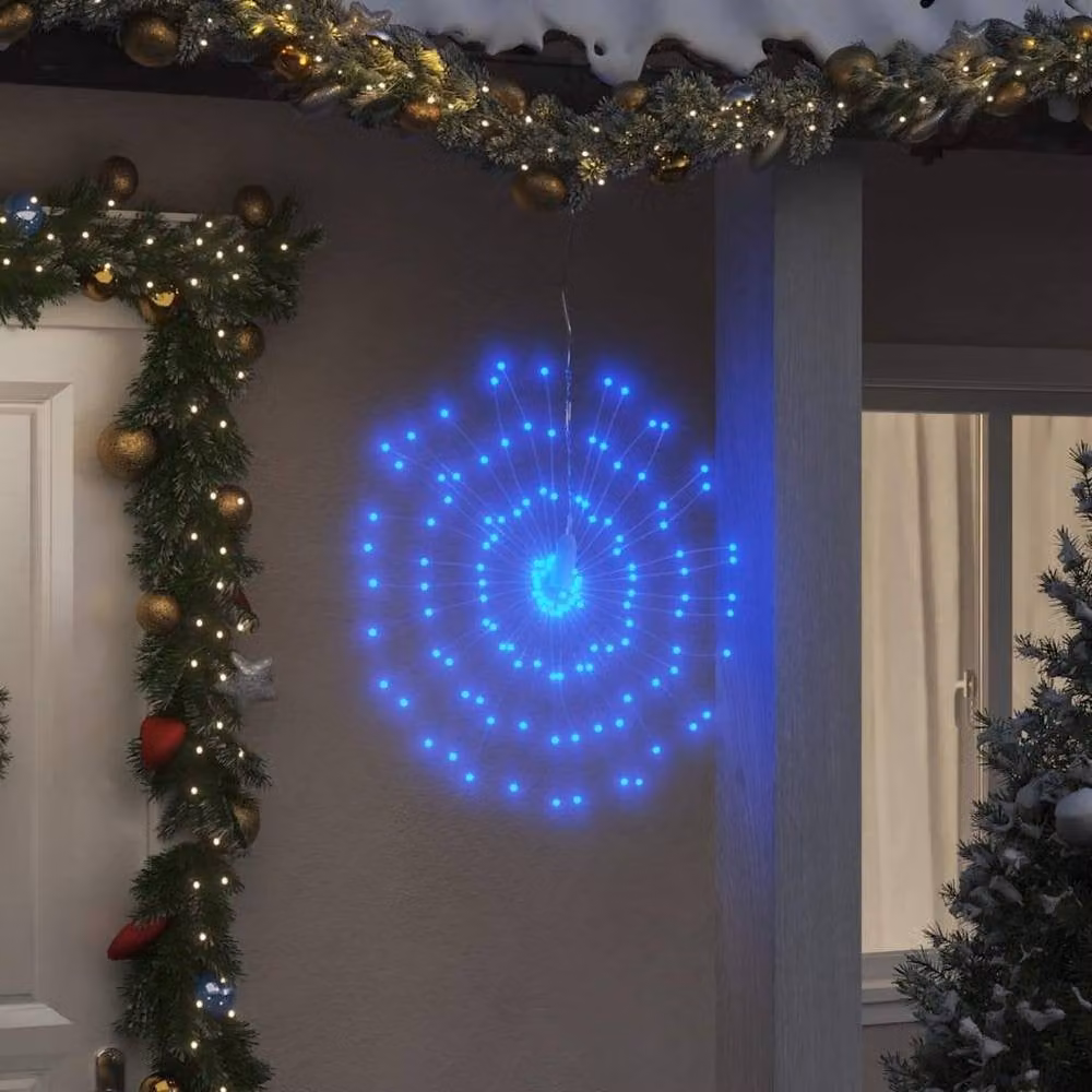 Berkfield Home Festive Christmas Starburst Lights, 140 LEDs, Blue, 4 Pack, Diameter: 17 cm – 2