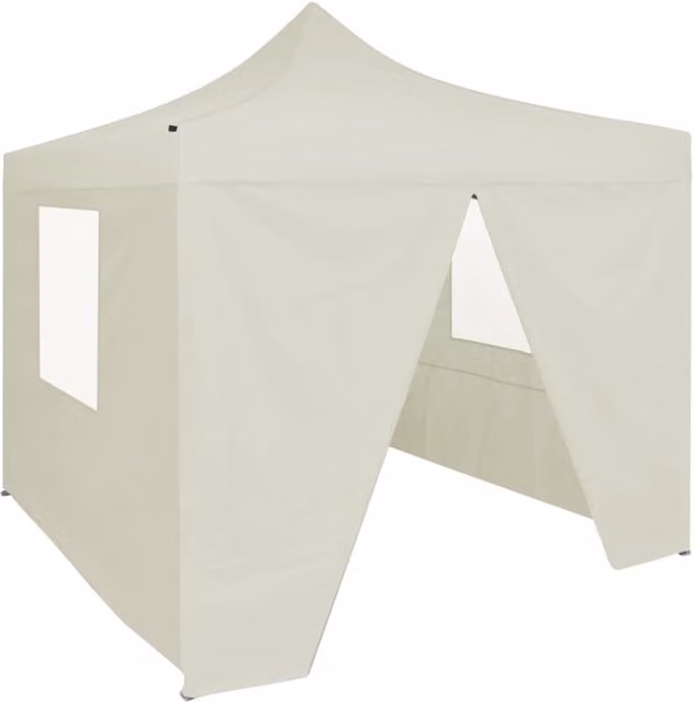 Berkfield Home Professional Folding Party Tent with 4 Sidewalls, Steel and PVC, Beige, W/D/H: 2 x 2 x 2 m
