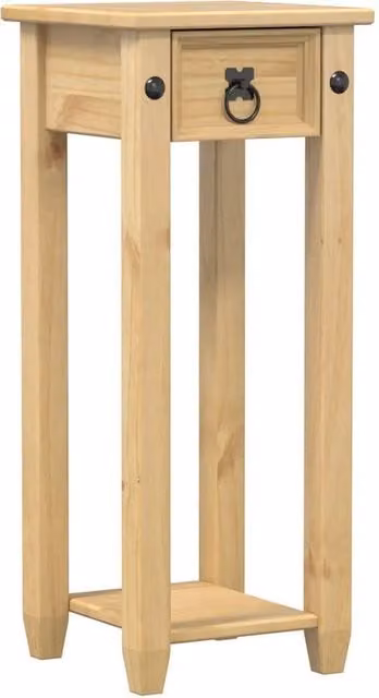 Berkfield Home Corona Plant Stand, Solid Pine Wood and Metal, Beige, W/D/H: 30 x 30 x 73 cm – 1