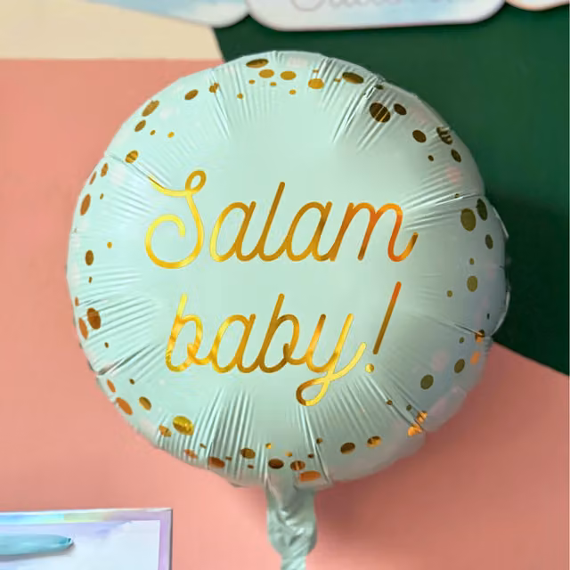 Salam Baby Round Foil Balloon in Green