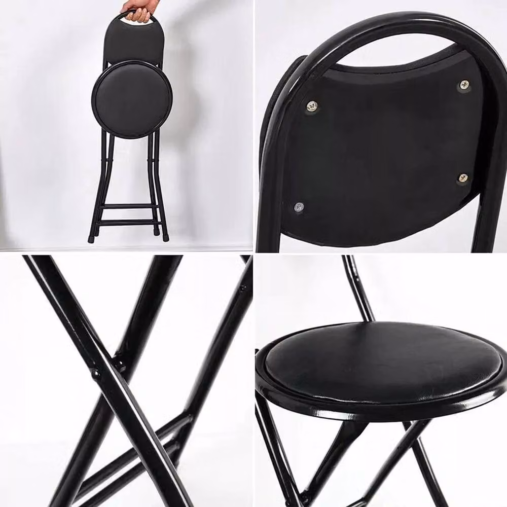 VOGREX Black Padded Synthetic Leather Folding Chair for Home Office and Events – 3
