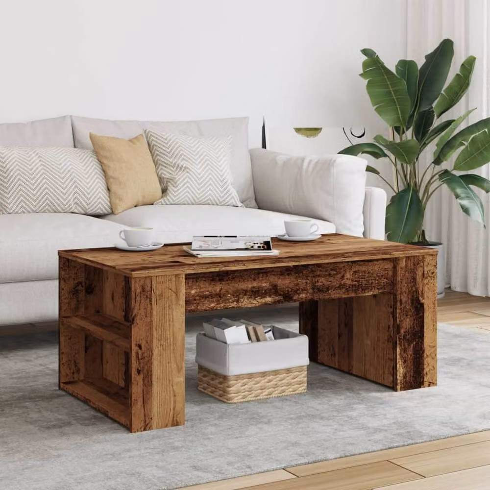 Berkfield Home Old Wood Coffee Table in Brown, W/D/H: 102 x 55 x 42 cm – 3