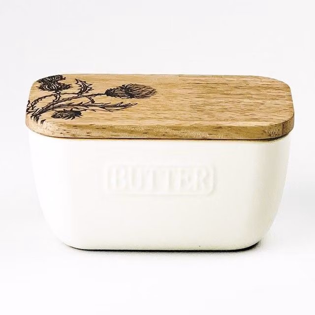 Selbrae House White Thistle Trio Ceramic Butter Dish – 1